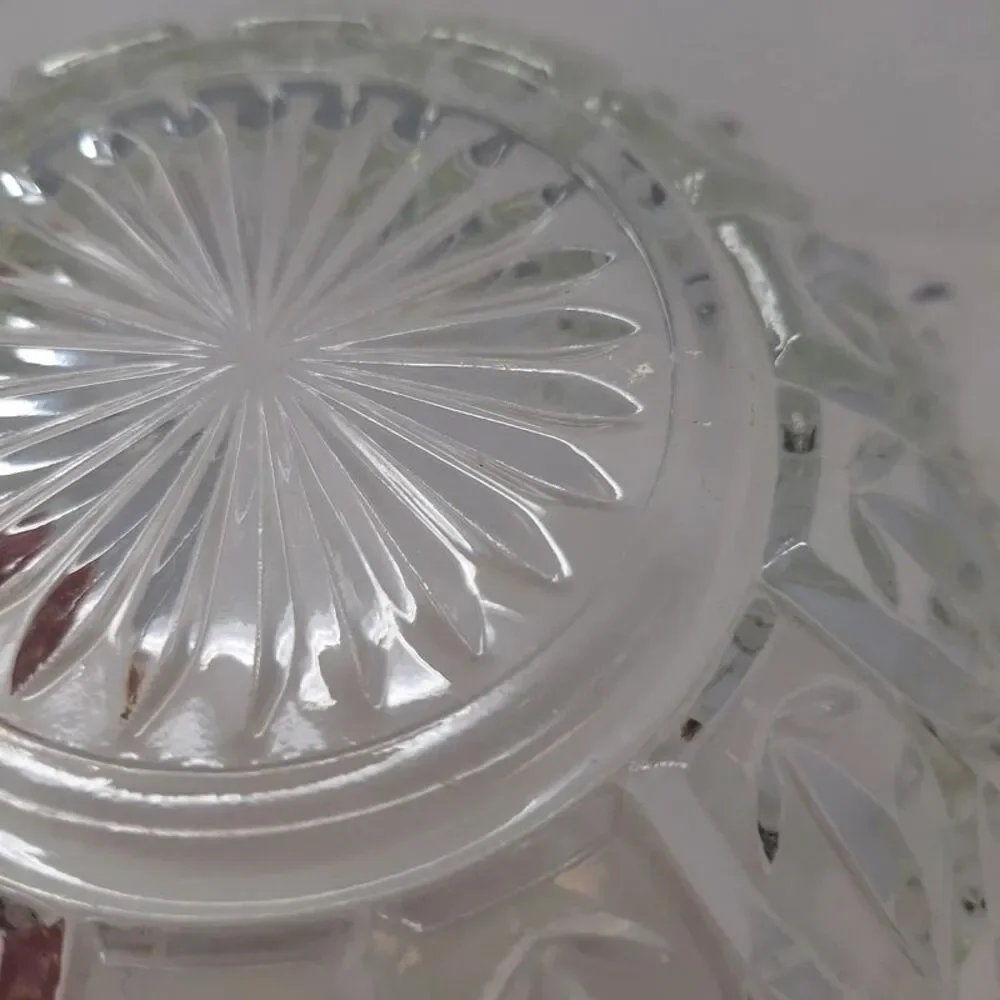 Vintage Federal Glass Petal Pattern Pressed Candy Dish Decorative Bowl 8 Inches
